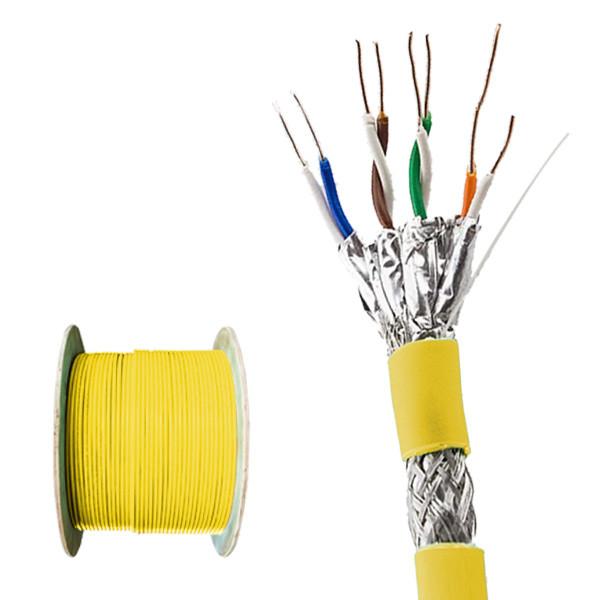 Ultra Fast 0.585mm Yellow Network Cable CAT7 SFTP For 600MHz Data Transmission