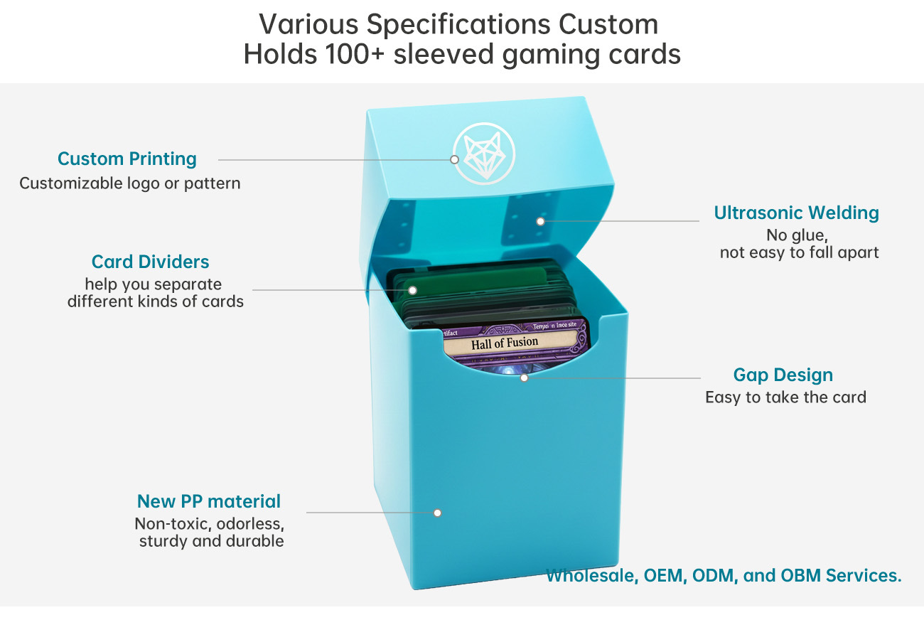 Customizable PP Deck Box 100 Card Capacity Branding Surface for Game Publishers