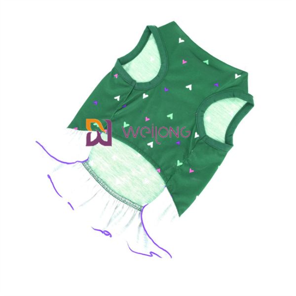 Digital Print Embroider Pet Dress Love Poly Jersey Custom Summer Heart Woven Collar Dog Dressing Gown