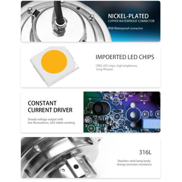 DC24V SS316L Recessed Led Underwater Lamp 1100LM Outdoor