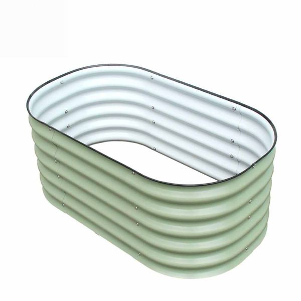 Raised Garden Beds 3.4*2*1.4 Ft Outdoor Galvanized Garden Planter Box For Vegetable Fruits Flower Herb (Light Green)