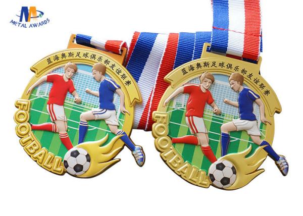 Imitation Gold Plating 65×4MM Football Stock Medals