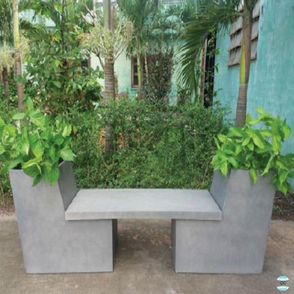 Contemporâneo resistente a intempéries Outdoor Fibra de cimento Concreto Tbale Set com pernas robustas