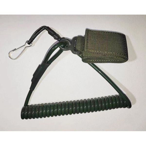 Black Tactical Coiled Pistol Lanyard Nylon Loop 4.0 / 5.0MM Cord Diametre