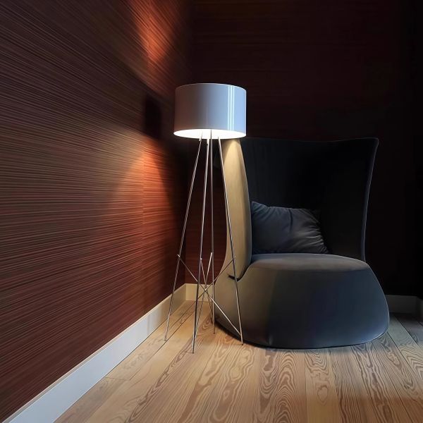 JYLIGHTING Minimalist Tripod Floor Lamp, Steel Frame & Aluminum Drum Shade with Glass Diffuser for Contemporary Home Decor