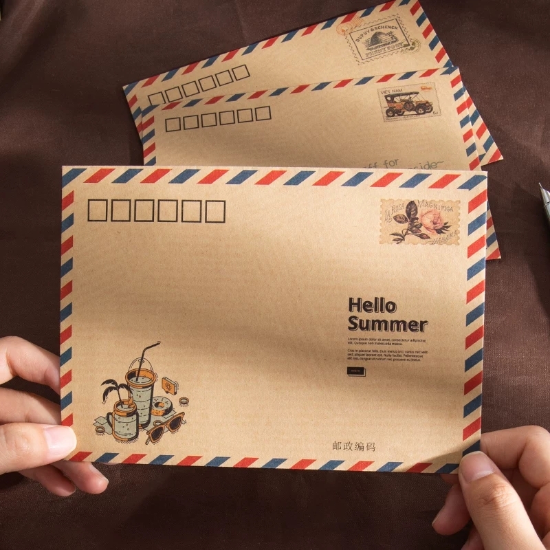 Airmail Envelopes Vintage Kraft Paper Stationery Set For Writing Letters