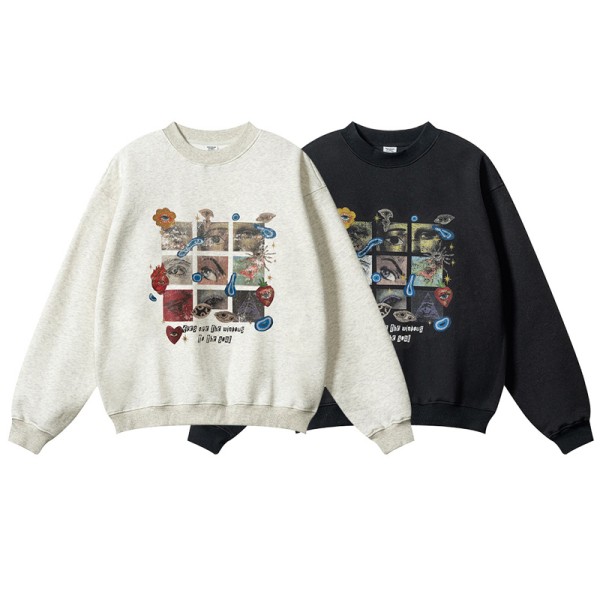 345G Oversize Vintage Art DTG Print Crewneck Sweatshirt | OEM ODM Custom Logo & Fabric Optional, Multiple Color Codes, Low MOQ