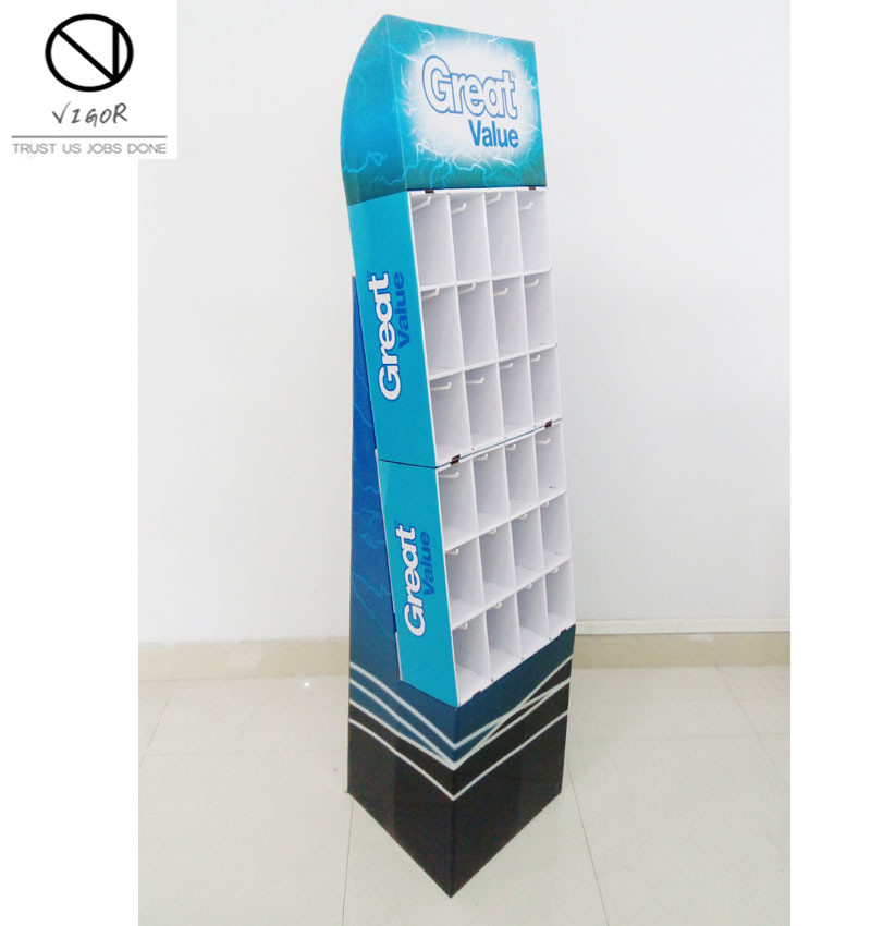 Custom Logo Corrugated Cardboard PDQ Floor Display Stand for Promoting Capes and Hats