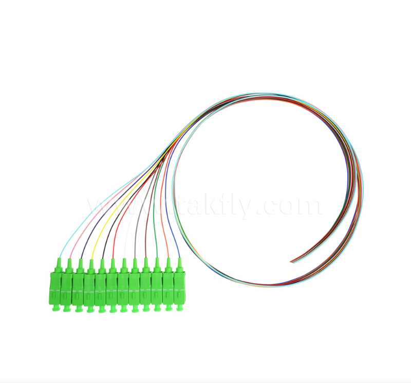 SC/APC 12‑Color Fiber Optic Pigtail Set – Color‑Coded for Easy Identification, One End Connectorized, One End Bare Fiber, for Termination Boxes, Splicing & Equipment Connection