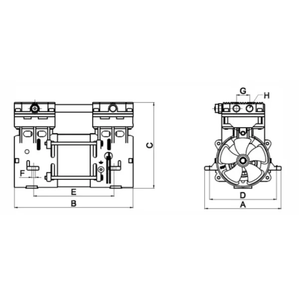 30LPM Small Piston Type Air Suction Pump Flow High Vacuum Pump HP-30V