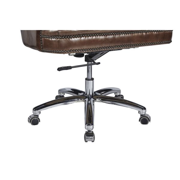 Deep Buttons Back Leather Office Desk Chair , Brown Leather Executive Desk Chair