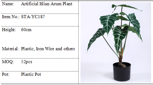 Дом Арум итальянца Фаукс искусственный засаживает дружелюбное живых зеленых листьев эко-