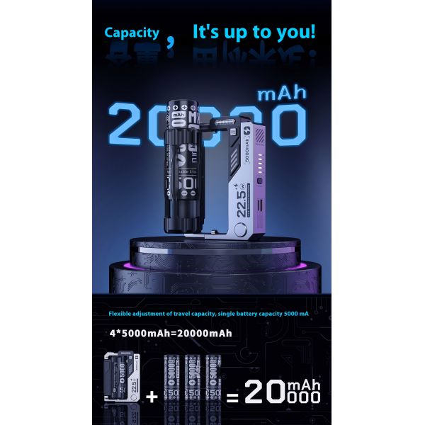 Travel-Friendly 22.5W Support AAA Battery Lithium 21700 Powerbank Removable Battery Portable Power Bank with Replaceable Battery