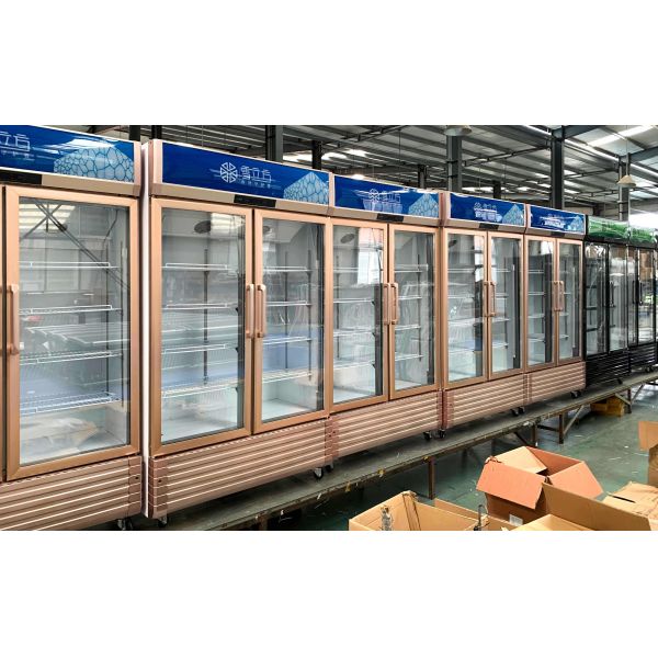 Supermarket Cold Drink Display Fridge Double Door 738L