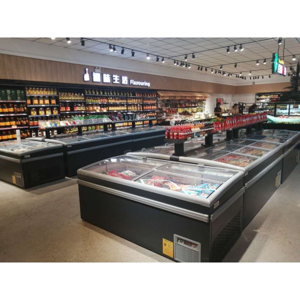 Supermarket frozen food combined island freezer display cabinet