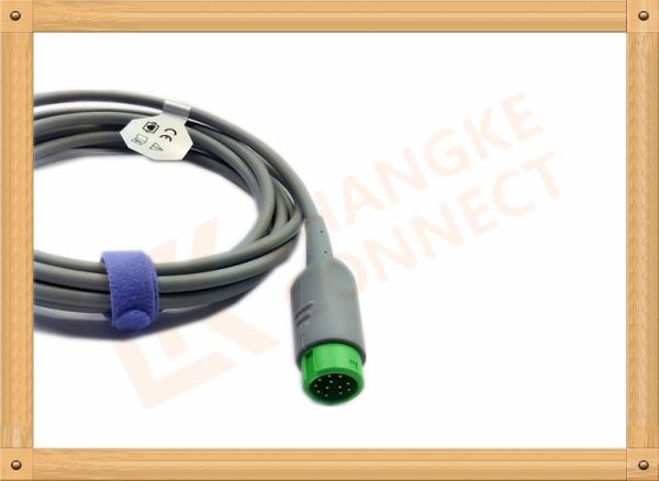 Green 12 Pin ECG Trunk Cable 5 Leads Flexible With UL And Rohs Standard