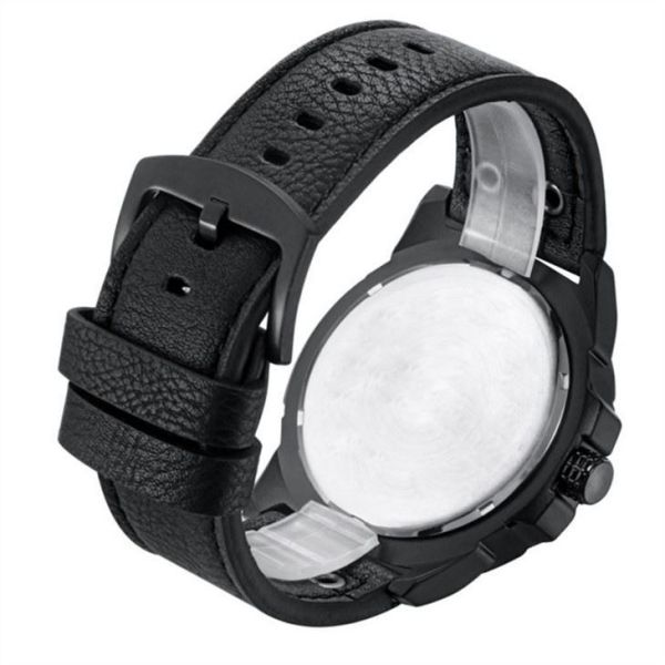 Alloy Quartz Battery Wristwatches Leather Men Cool 3atm Waterproof 46mm Dia