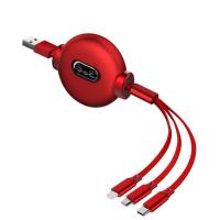 8pin 3 retráteis em 1 tipo cabo do cabo 1.2M 2A Android do Usb do carregador de C