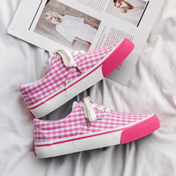 Customize New Style Low-Top Triple Vulcanized Women'S Spring And Summer Student Canvas Shoes In Pink Size 35-40