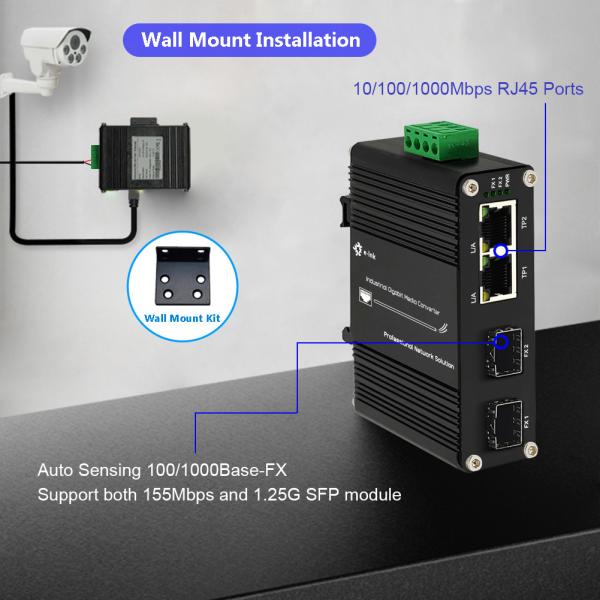 Commutateur mini industriel à deux ports 10/100/1000Base-T + à deux ports 100/1000Base-X SFP Ethernet