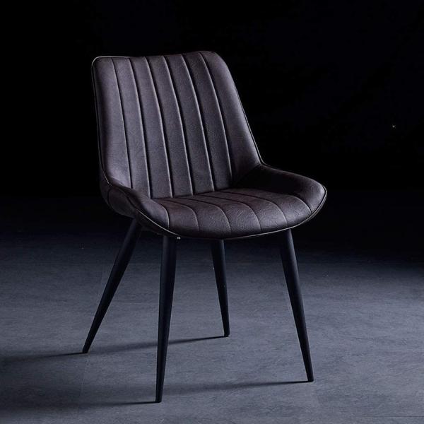 Solid back Nordic Dining Chairs PU Leather With Backrest Metal Legs Simplicity