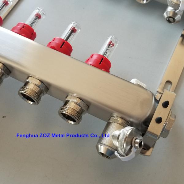 ZZ18155 PEX Radiant Floor Heating Stainless Steel Manifold Set , Underfloor Heating Manifolds Stainless Steel Manifold