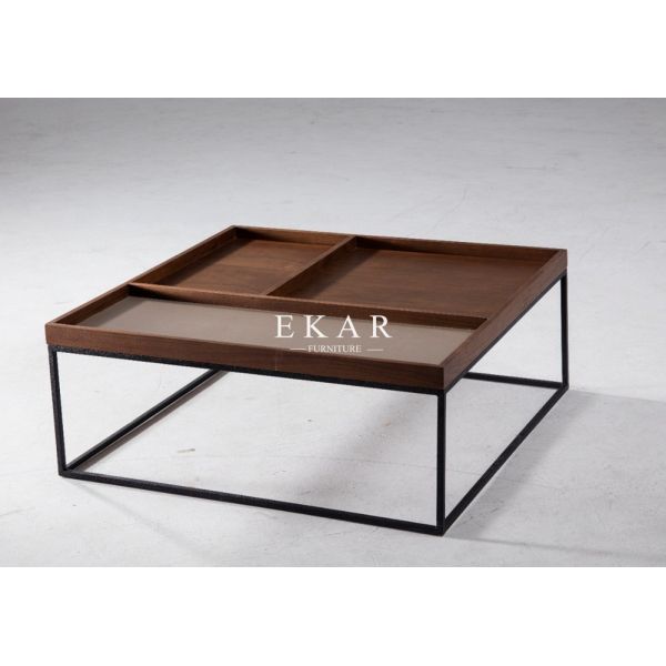 Solid Wood Round Marble Top White Coffee Table Set