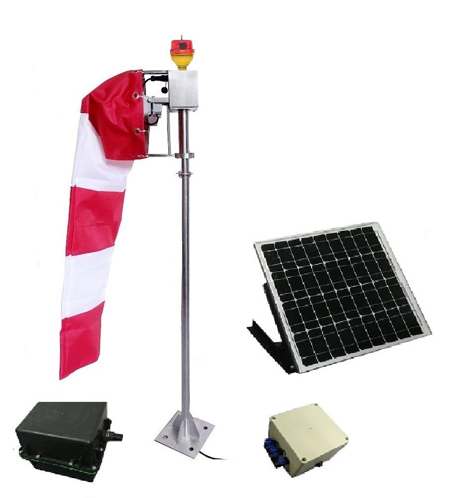 Stainless Steel IP66 Waterproof Helipad Windcone with 360° Beam Angle Aviation Obstruction Light Solar Power System