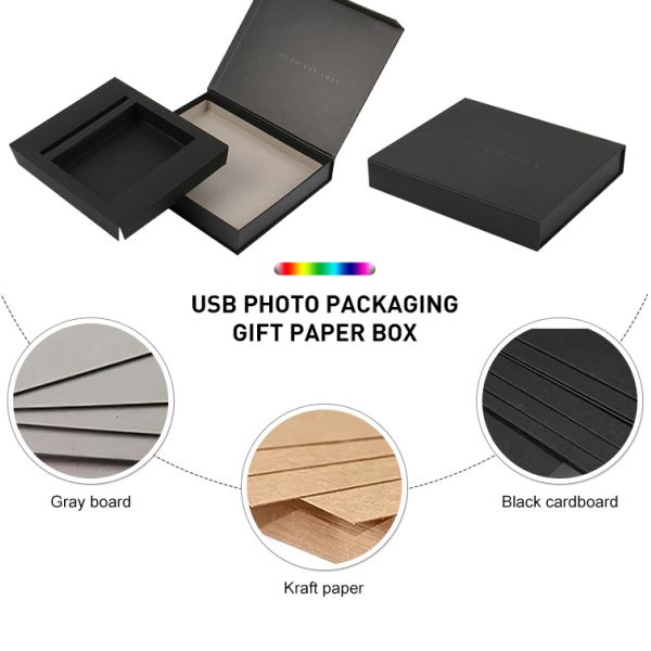 Black Custom Magnetic Box Packaging Rigid Cardboard Flexible With Inserts