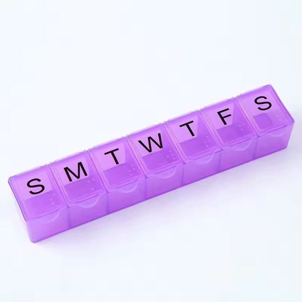 Weekly Pill Organizer - Extra Large with Easy to Read Jumbo Letters Vitamin Container, BPA Free - Daily Travel 7 Day Medication Pill Box Case
