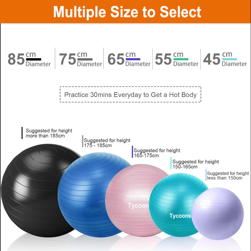 Availalbe OEM 55 см ПВХ анти-взрыв Gym упражнения йога мяч с воздушным насосом и красочными