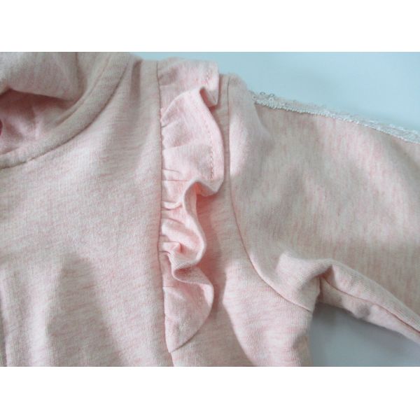 French Terry Hooded Autumn Melange Pink Baby Jacket Long Sleeve