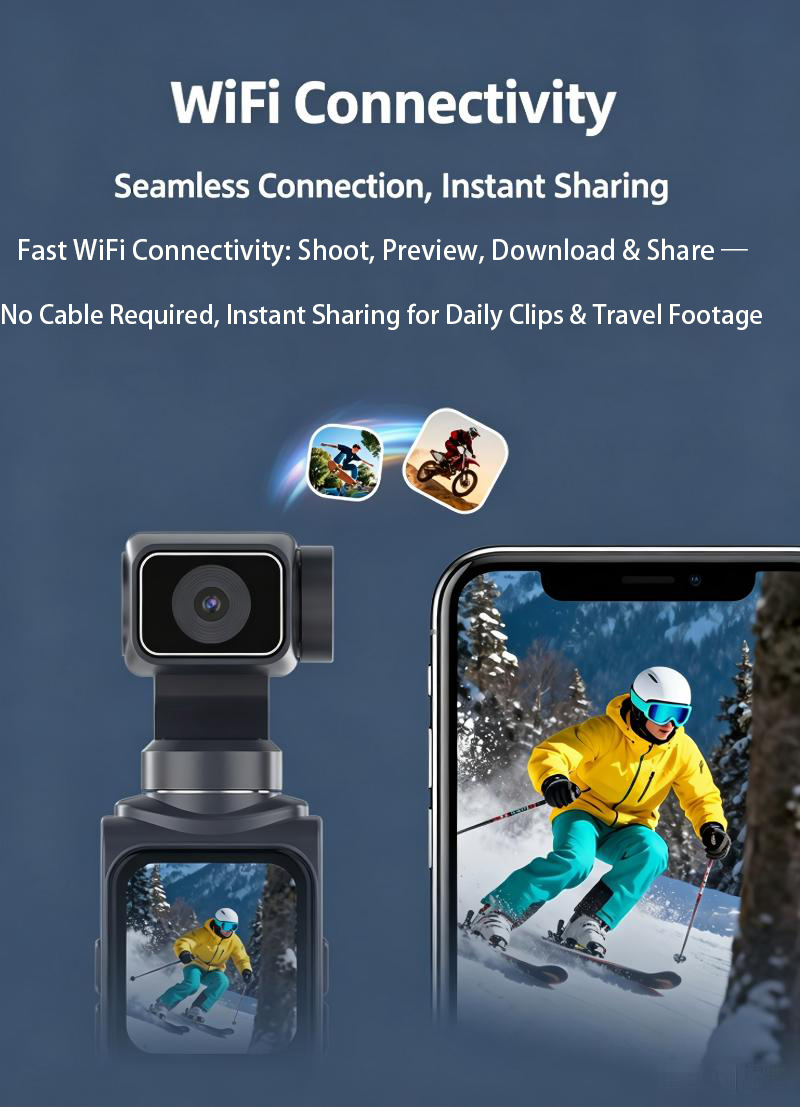 DLC M105 4K Ultra HD Gimbal Camera 330 Auto Rotation 18X Zoom 1.7 Inch Touchscreen WiFi 31 Filters Travel Sports Vlogging