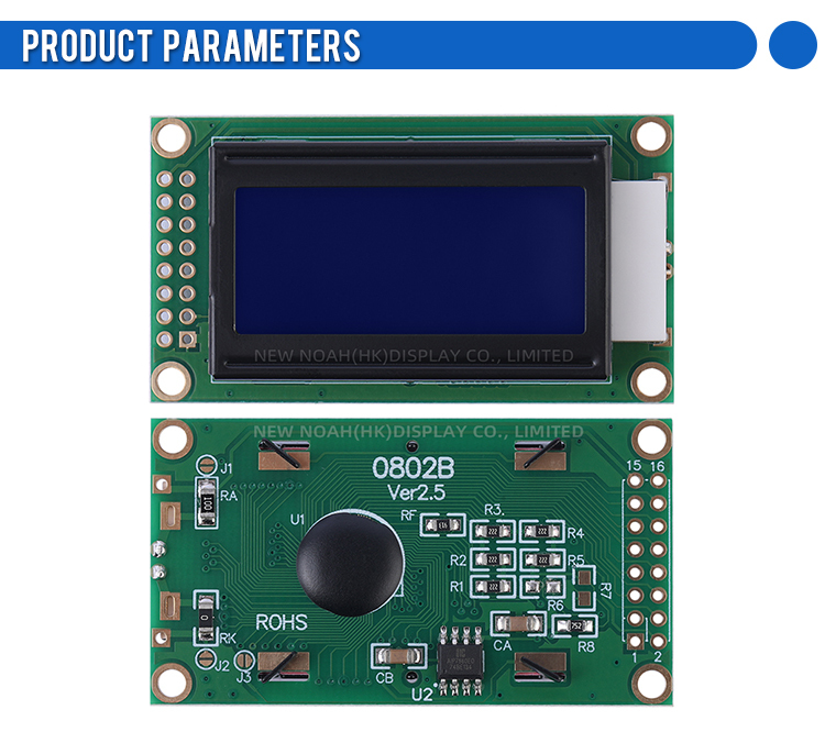 Russian Blue Film 0802B 3.3V Character Dot Matrix Screen 8*2-Character LCD Screen COB LCD Module
