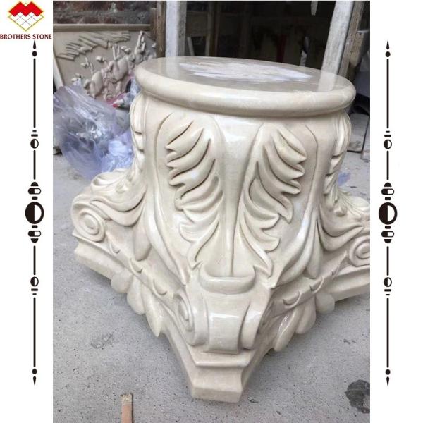 Hand Carved Marble Square Column Capital for Western Design Marble Pillar Decoration