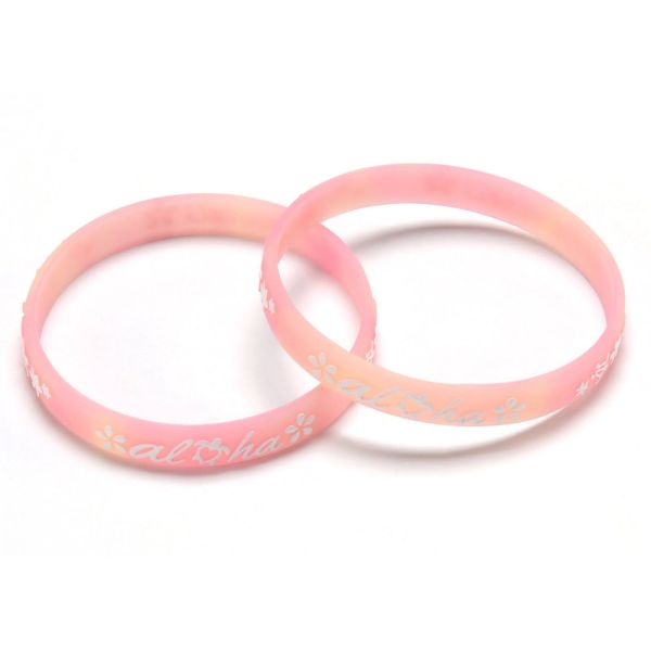 Artificial Printed Embossed Silicone Bracelets Dual 2 Layer Color Coated