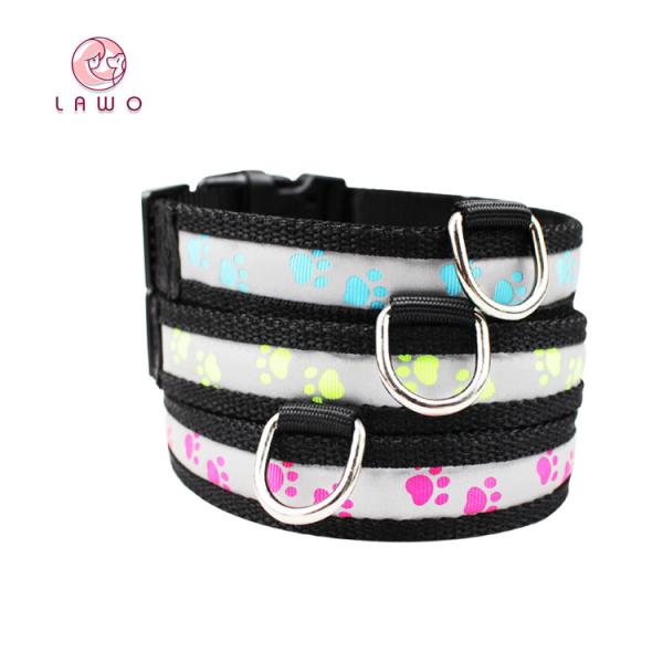 C903 Cute Style Custom Logo Nature Nylon Rechargeable Flashing LED protect dog collar pet accessories With USB