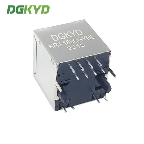 KRJ-180CGYNL Vertical entry 100 BASE RJ45 Shielded Ethernet Connector with LEDS