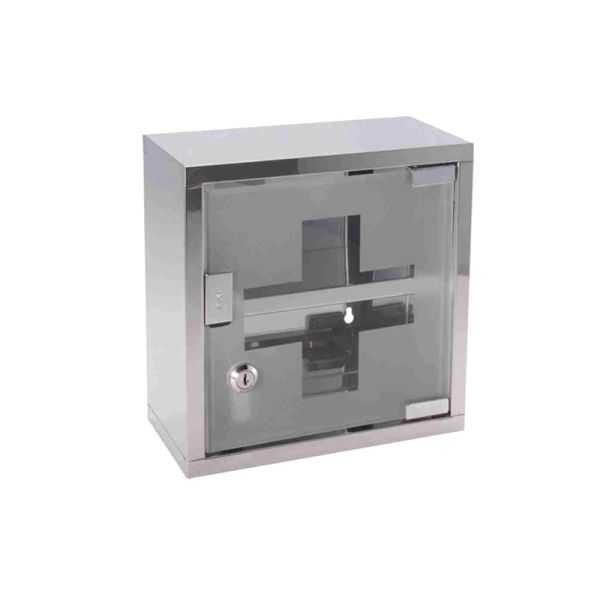 Metal Wall Mounted First Aid Kit  Box Empty Locking Medical Safety Glass Door