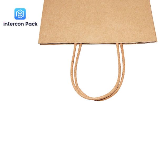 Logo Printed Promotional Shopping Bag Flexo Printing Kraft Paper Handbags