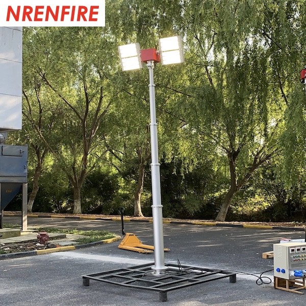 6m mobile pneumatic telescoping light mast tower for fire truck-pan tilt unit-remote control