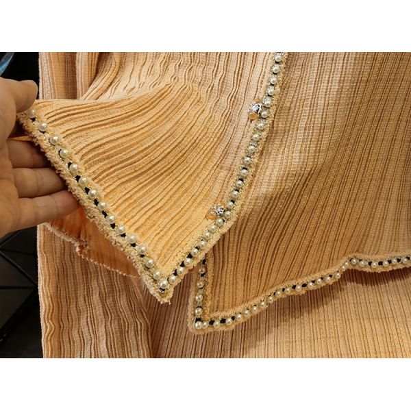 Women's Spring Two-piece Set New Fashionable Bead Pleated High Waisted Skirt