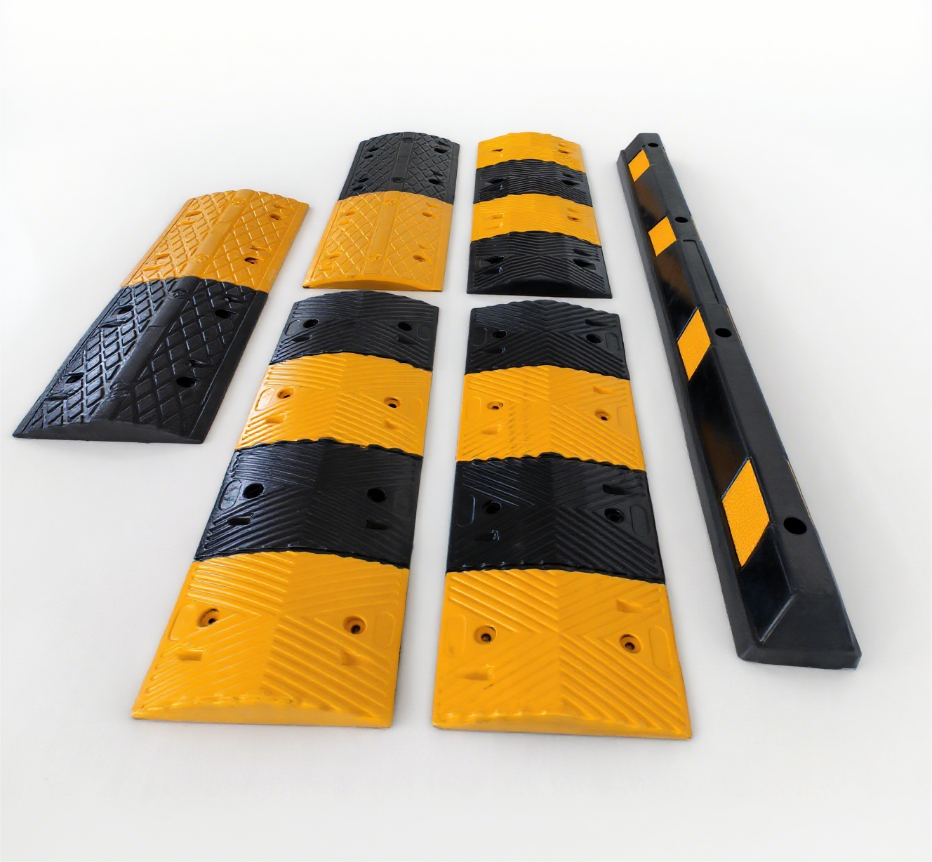 Roadsafe Car Speed Bump Reinforced Rubber Wheel Stopper for Secure Parking Yellow Bump