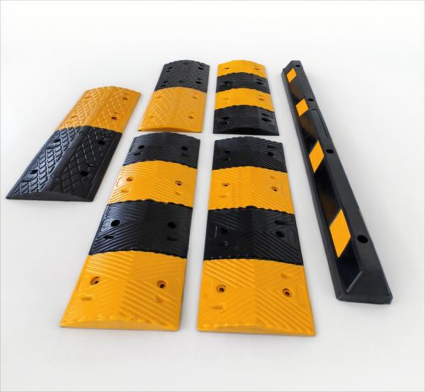 Roadsafe Car Speed Bump Reinforced Rubber Wheel Stopper for Secure Parking Yellow Bump