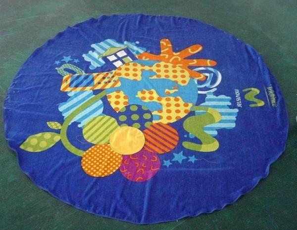 Children Summer Beach Towel Round Circle Beach Towel 100% cotton Reactive Cartoon Printing
