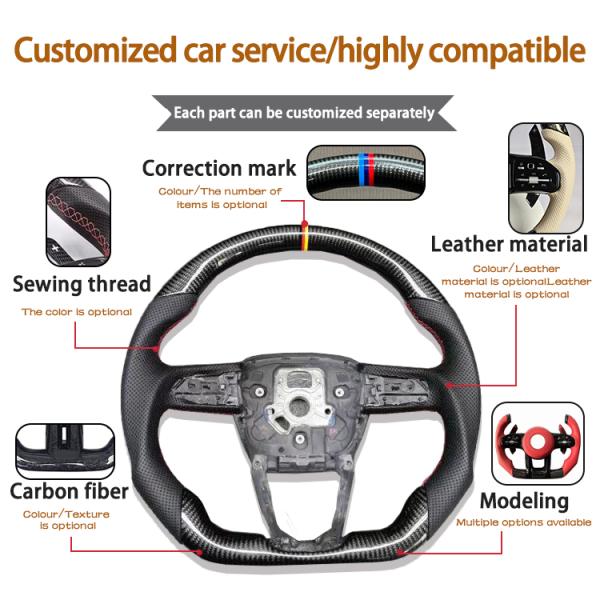 Custom Carbon Fiber Steering Wheel with 35 mm Grip Size 3 Spokes and 370mm Diameter for Mercedes-Benz