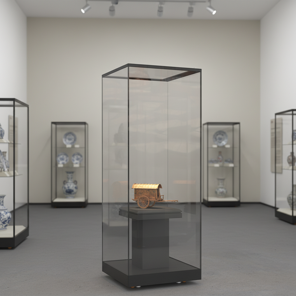 High End Freestanding Display Case Glass Museum Display Cabinet With LED Lighting