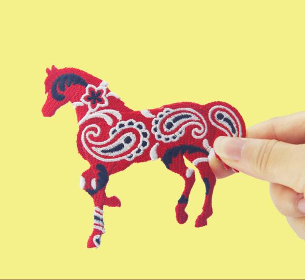 Paisley Bandana Horse Embroidered Animal Patches Iron On Backing Fabric