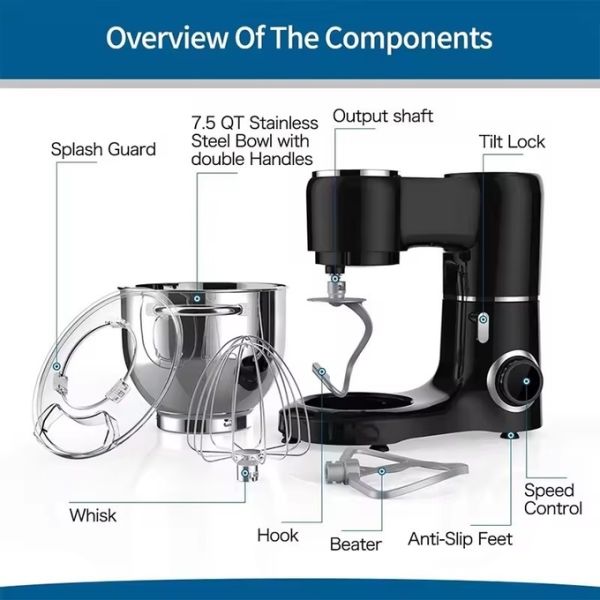 Professional Kitchen Appliances Die Cast Stand Mixer 6.5L Cake Bread Dough Mixer Planetary Stand Mixer With Spare Parts