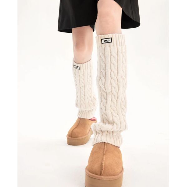 Étiquettes tissées pour femmes chauffants pour jambes d'hiver